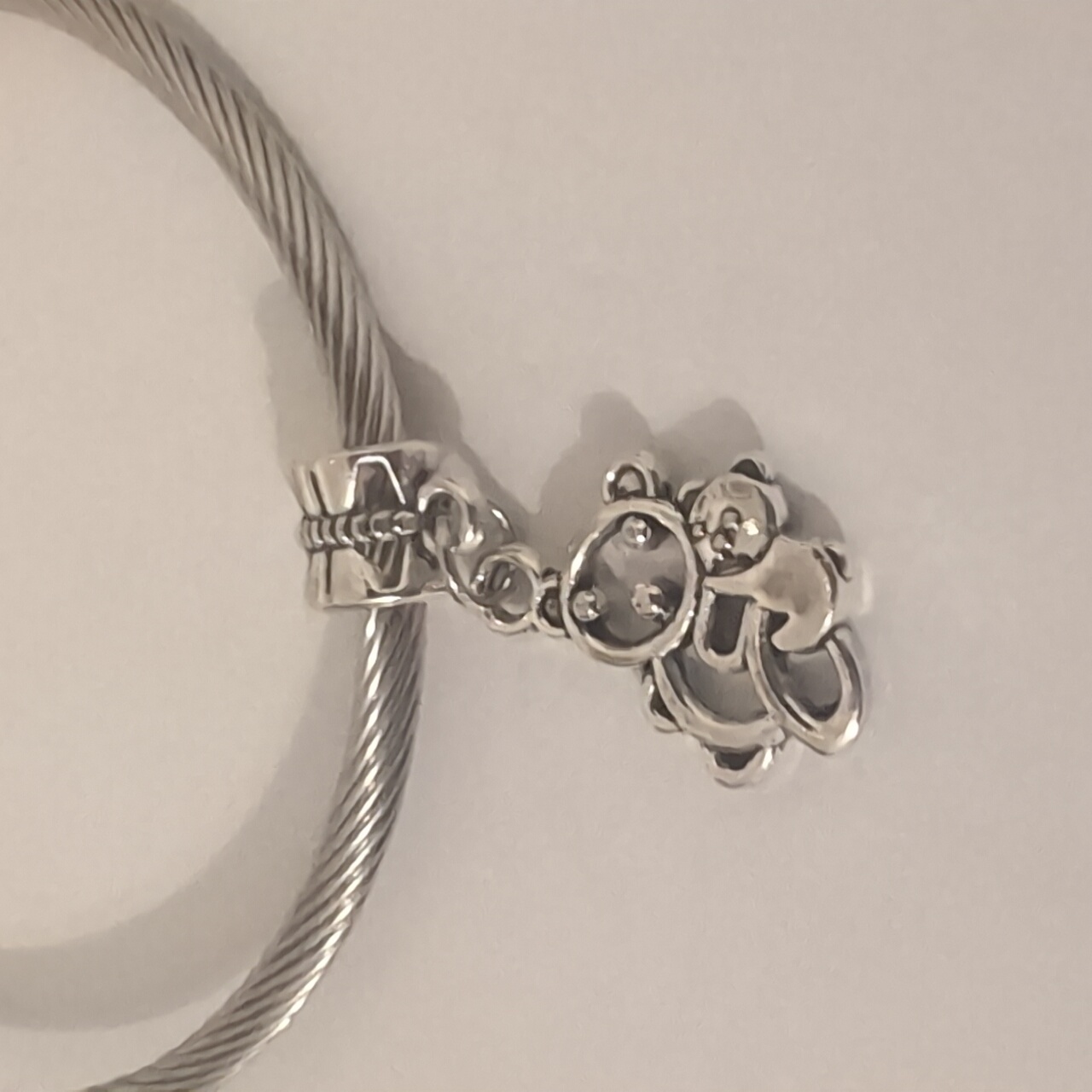Silver Mama Bear And Cub Dangle Charm For Pandora Style Bracelet 10$